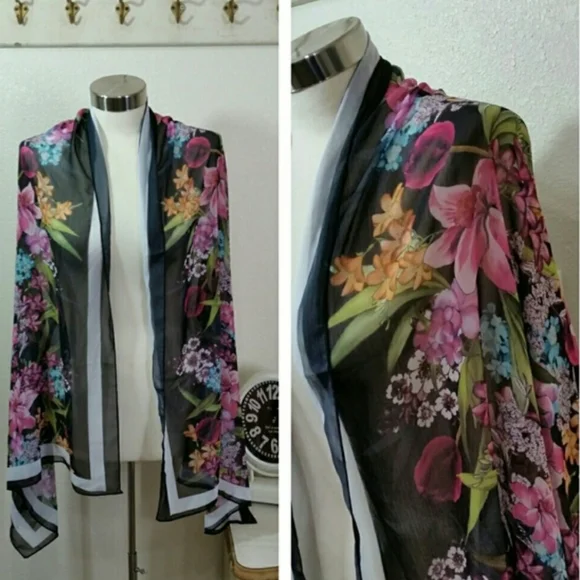 SLINKY BRAND Sheer Floral Scarf - EUC - Picture 3 of 12